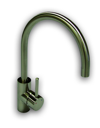 The 1810 Company COURBE CURVED SPOUT BRUSHED STEEL TAP - COU/02/BS